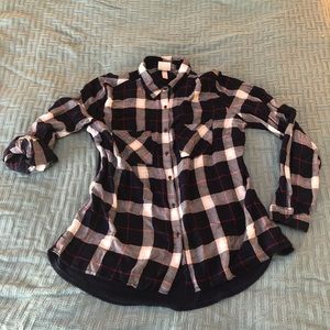 💕💙 Hot pink and navy blue plaid button down 💙💕